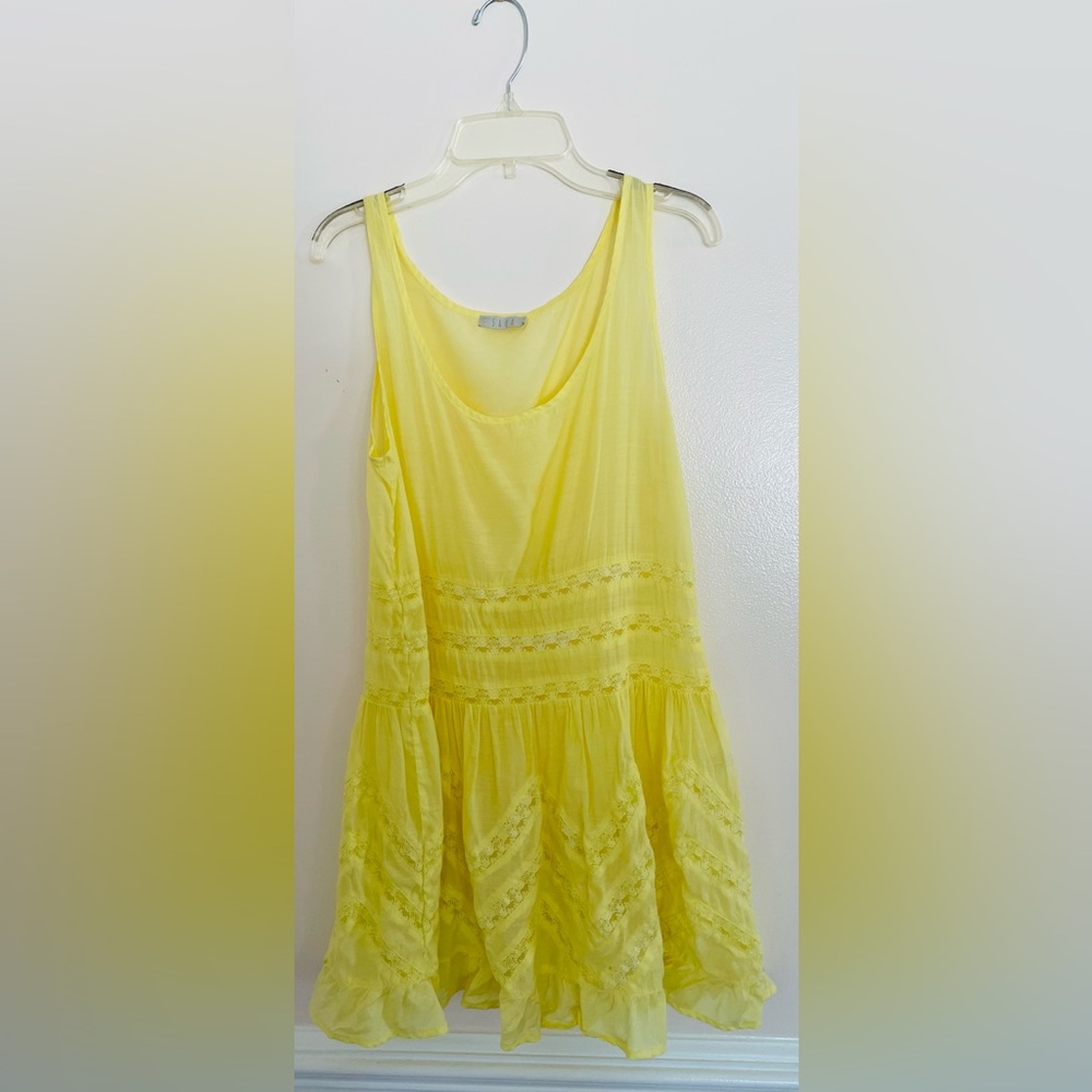 Whimsical, Spring Style, Lightweight Yellow SAGA Laced And Ruffled Dress
